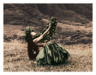 Offering to Pele, Hawaiian Hula Dancer - Fine Art Prints & Posters