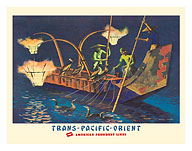 Trans-Pacific-Orient Cormorant Fishing - American President Lines - c. 1947 - Giclée Art Prints & Posters