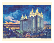 Mormon Temple - Salt Lake City, Utah - United Air Lines - c. 1952 - Fine Art Prints & Posters