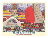 Trans-Pacific-Orient - Temples and Pagodas - American President Lines - c. 1949 - Giclée Art Prints & Posters