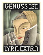 Pleasure is (Genuss Ist) Lyra Extra Cigarettes - c. 1932 - Fine Art Prints & Posters
