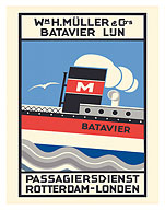 Batavier Line - Passenger Service Rotterdam to London - c. 1928 - Giclée Art Prints & Posters