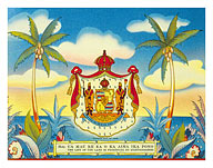 Hawaiian Coat of Arms - Motto - Ua Mau Ke Ea Ka Aina Ika Pono - The Life of the Land is Preserved by Righteousness - Fine Art Prints & Posters