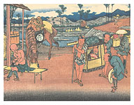 Kumagaya Station - from Sixty-nine Stations of Kiso Road - c. 1800's - Fine Art Prints & Posters