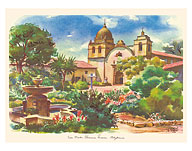 Mission San Carlos Borromeo del Río Carmelo - Carmel-By-The-Sea, California - c. 1949 - Giclée Art Prints & Posters
