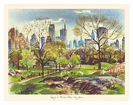 Spring In Central Park - Manhattan, New York - c. 1940's - Giclée Art Prints & Posters