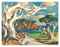 Monterey Peninsula, California - United Air Lines - c. 1951 - Giclée Art Prints & Posters