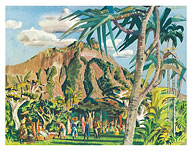 Diamond Head from Kapiolani Park, Hawaii - United Air Lines - c. 1952 - Fine Art Prints & Posters