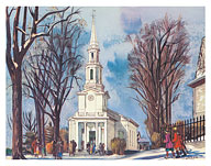 First Parish in Lexington, Massachusetts - United Air Lines - c. 1952 - Giclée Art Prints & Posters