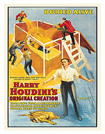 Harry Houdini’s Buried Alive Escape - c. 1914 - Giclée Art Prints & Posters