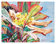 Ti Leaf Baby (Ke Keiki Lau Lā‘ī) - Hawaiian Child - Fine Art Prints & Posters