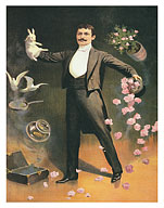 A Magician’s Appearence Tricks - Flower’s, Doves, Rabbit - c. 1899 - Fine Art Prints & Posters