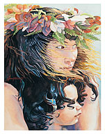Watching the Hula (Ka Nānā ‘Ana O Ka Hula) - Hawaiian Mother and Son - Fine Art Prints & Posters