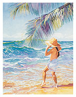 At the Seashore (Ma Ka Lihikai) - Hawaiian Child - Fine Art Prints & Posters