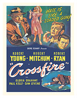 Crossfire - Starring Robert Young Robert Mitchum Robert Ryan and Gloria Grahame - c. 1947 - Fine Art Prints & Posters