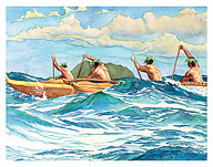 Outrigger at Sea (Ka Wa‘a Ma Ke Kai) - Hawaiian Canoeing - Fine Art Prints & Posters