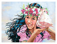 Listen to the Sea (E Ho‘olohe I Ke Kai) - Hawaiian Conch Shell - Fine Art Prints & Posters