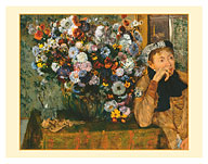 A Woman Seated beside a Vase of Flowers (Madame Paul Valpinçon) - c. 1865 - Fine Art Prints & Posters