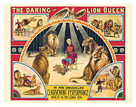 The Darling Lion Queen - Clairvoyant Performer Princess Delawarr - c. 1910 - Fine Art Prints & Posters