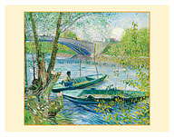 Fishing in Spring the Pont de Clichy Asnières France - c. 1887 - Fine Art Prints & Posters