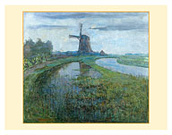 Oostzijdse Mill along the River Gein by Moonlight Amsterdam - c. 1903 - Fine Art Prints & Posters