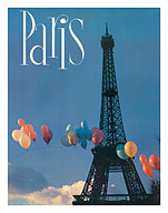 Paris, France - Balloon Arch Across the Eiffel Tower - c. 1960's - Giclée Art Prints & Posters