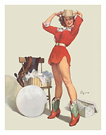 Something New - Cowgirl in Red with a New Hat - c. 1957 - Fine Art Prints & Posters