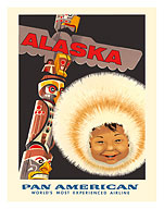 Alaska - Totem Pole, Eskimo Child - Pan American World Airways - c. 1955 - Fine Art Prints & Posters