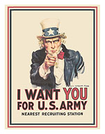 I Want You for U. S. Army - Uncle Sam - World War I - c. 1917 - Fine Art Prints & Posters