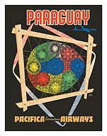 Paraguay - Spiderweb Lace (Ñandutí) - Pacifica International Airways - c. 1950's - Fine Art Prints & Posters