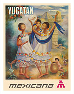 Yucatan, Mexico - Mexicana Airlines - c. 1968 - Fine Art Prints & Posters