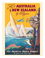 Australia & New Zealand by Clipper - Pan American World Airways - c. 1950 - Fine Art Prints & Posters
