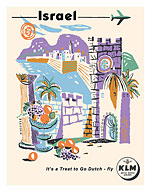 Israel - Caesarea Port - KLM Royal Dutch Airlines - c. 1959 - Fine Art Prints & Posters