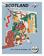 Scotland - Scottish Piper - KLM Royal Dutch Airlines - c. 1959 - Fine Art Prints & Posters