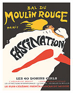 Fascination - French Cancan Dancer - Moulin Rouge, Paris, France - c. 1960's - Giclée Art Prints & Posters