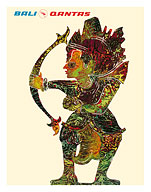 Bali, Indonesia - Shadow Puppet (Wayang) - Qantas Airways - c. 1970's - Fine Art Prints & Posters