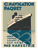 Morocco, Senegal, Levant and Black Sea By Marseilles - Compagnie de Navigation Paquet - c. 1930's - Giclée Art Prints & Posters