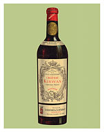 Bordeaux, France - Ch&acircteau Kirwan Wine Bottle - c. 1900 - Giclée Art Prints & Posters