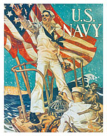 U.S. Navy - Hailing You for Service, Travel, Trade - c. 1973 - Giclée Art Prints & Posters