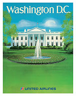 Washington, D.C. - The White House Fountain - United Air Lines - Giclée Art Prints & Posters