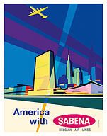 America - Sabena Belgian World Airlines - c. 1958 - Giclée Art Prints & Posters
