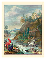 Birds near a Mountain Stream - c. 18th Century - Fine Art Prints & Posters
