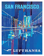 San Francisco - Oakland Bay Bridge - Lufthansa German Airlines - c. 1962 - Fine Art Prints & Posters