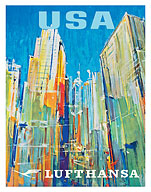 USA - Skyscrapers - Lufthansa German Airlines - c. 1962 - Fine Art Prints & Posters