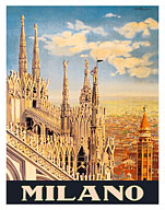 Milano - Milan Italy Cathedral - Duomo roof top statues - c. 1928 - Fine Art Prints & Posters