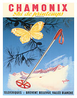 Chamonix France - Spring Skiing (Ski de Printemps) - c. 1950 - Fine Art Prints & Posters