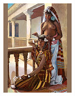 The Dressing (La Toilette) - Classic Vintage Hand-Colored Nude - Exotic Near East Erotica Art - Giclée Art Prints & Posters