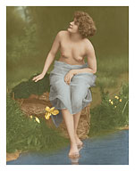 Water Nymph - Classic Vintage French Nude - Hand-Colored Tinted Art - Fine Art Prints & Posters