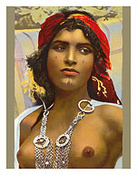 Moroccan Handmaid - Classic Vintage Hand-Colored Nude - Exotic Near East Erotica Art - Fine Art Prints & Posters