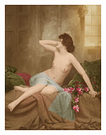 Classic Vintage French Nude Photograph - Hand-Colored Tinted Art - Fine Art Prints & Posters